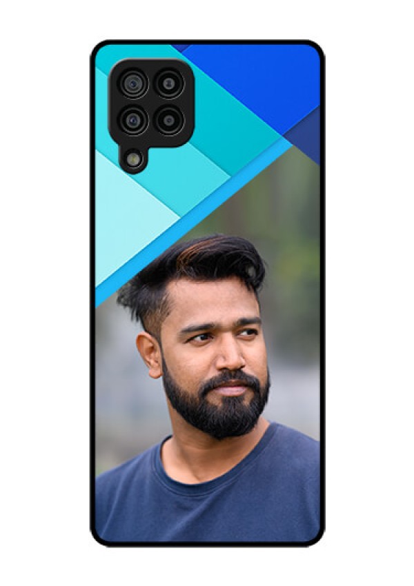 Galaxy F22 Custom Glass Phone Case  - Blue Pattern Design