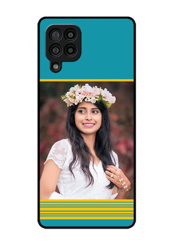 Galaxy F22 Custom Glass Phone Case  - Yellow & Blue Design 