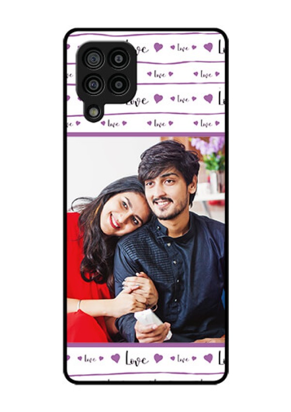 Galaxy F22 Custom Glass Mobile Case  - Couples Heart Design