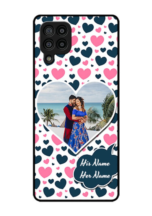 Galaxy F22 Custom Glass Phone Case  - Pink & Blue Heart Design