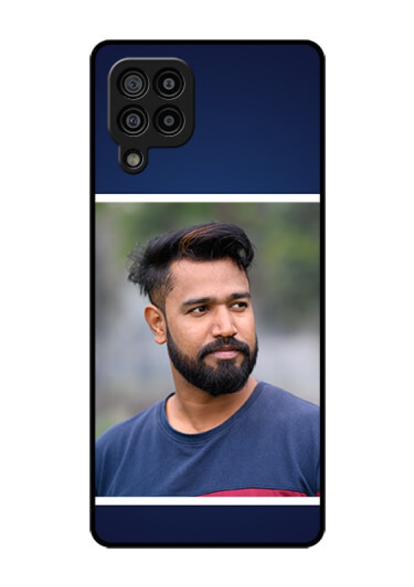 Galaxy F22 Personalized Glass Phone Case  - Simple Royal Blue Design