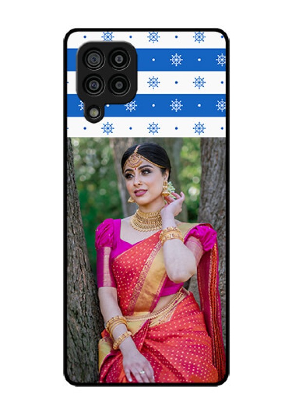 Galaxy F22 Photo Printing on Glass Case  - Snow Pattern Design
