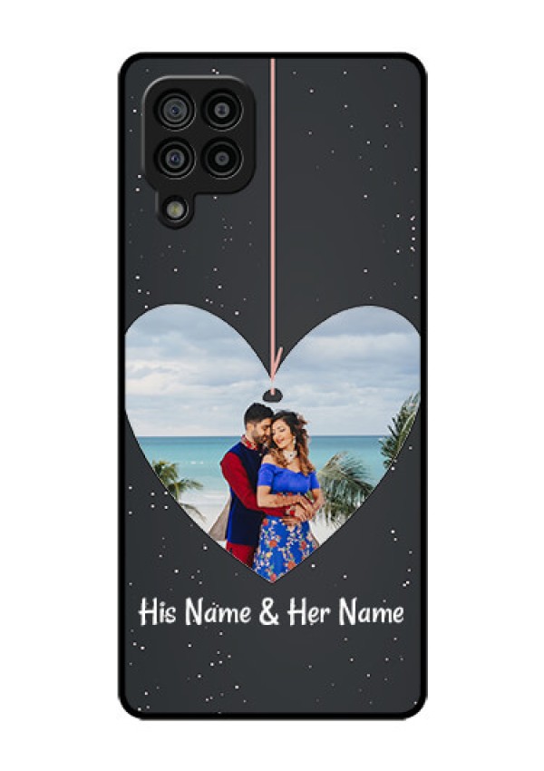 Galaxy F22 Custom Glass Phone Case  - Hanging Heart Design