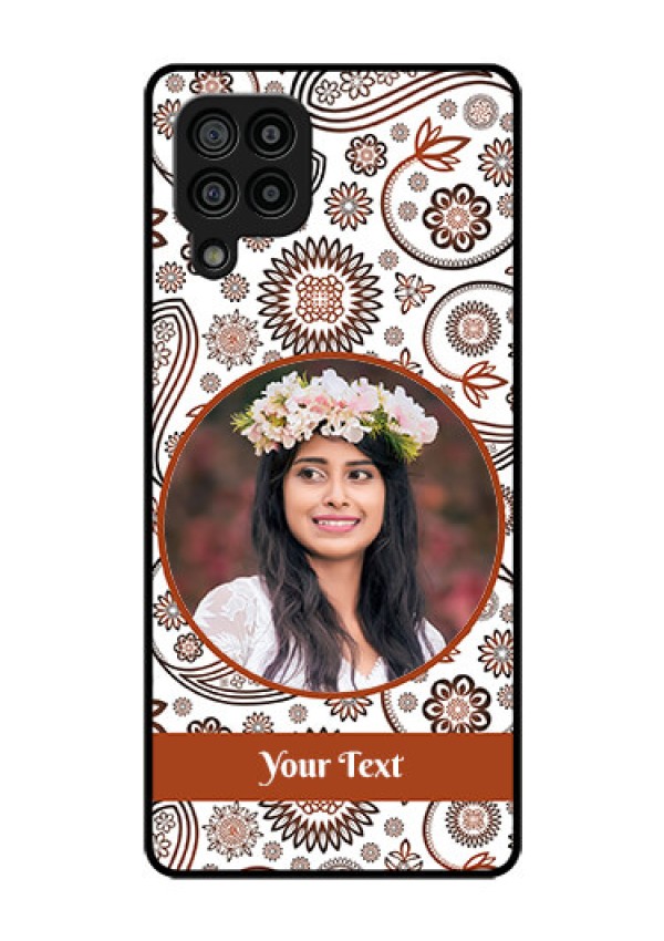 Galaxy F22 Custom Glass Mobile Case  - Abstract Floral Design 