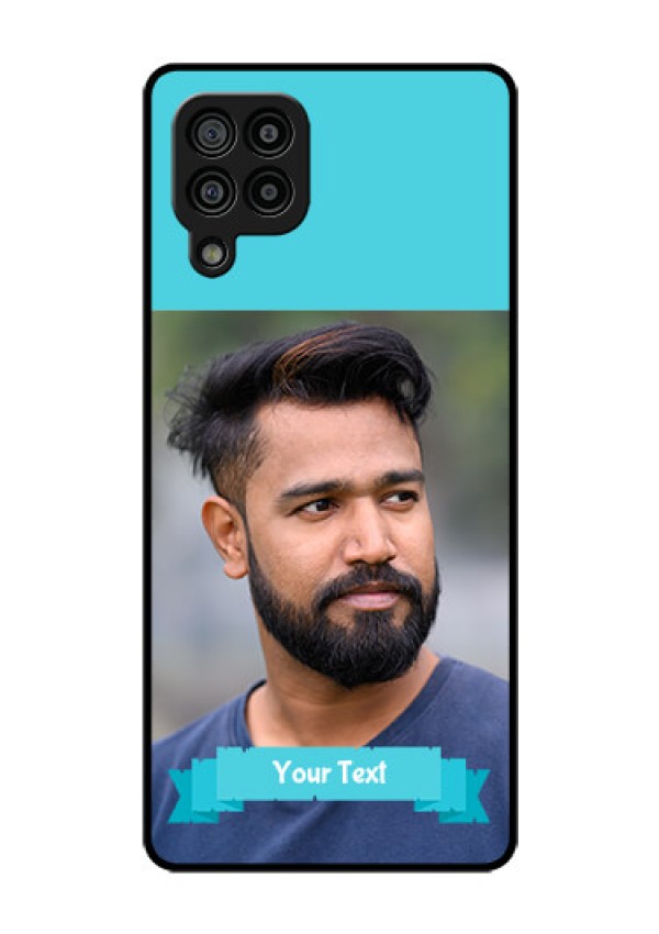 Galaxy F22 Personalized Glass Phone Case  - Simple Blue Color Design