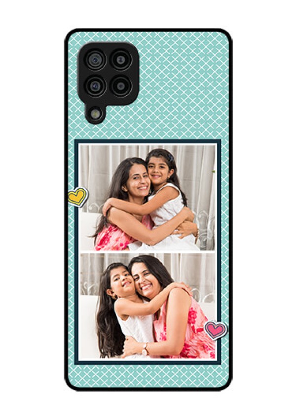 Galaxy F22 Custom Glass Phone Case  - 2 Image Holder with Pattern Design