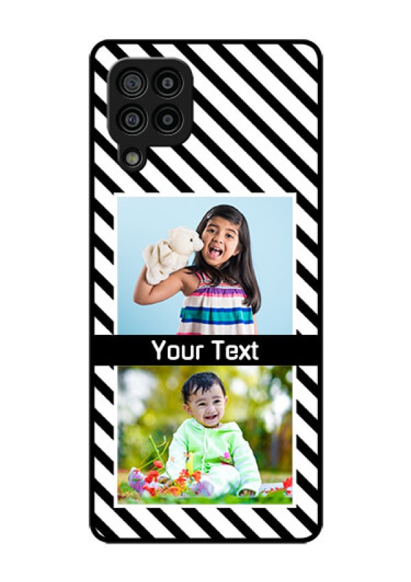 Galaxy F22 Photo Printing on Glass Case  - Black And White Stripes Design