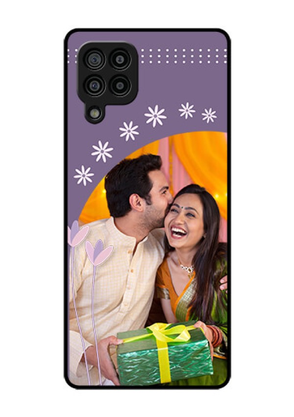 Galaxy F22 Custom Glass Mobile Case  - Lavender flowers design 