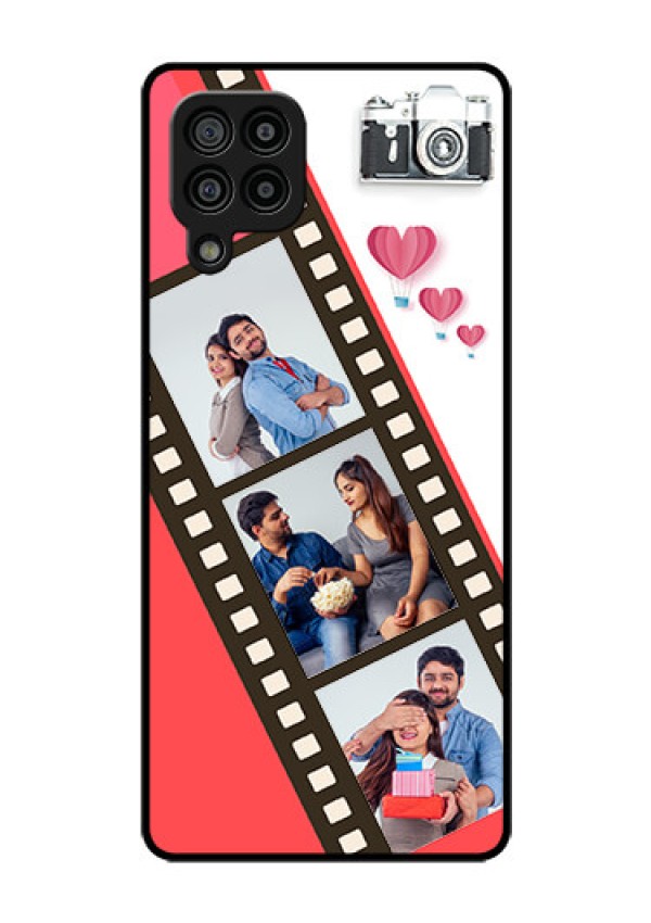 Galaxy F22 Personalized Glass Phone Case  - 3 Image Holder with Film Reel