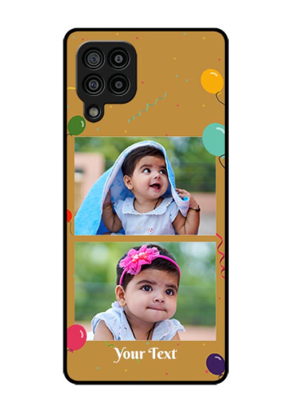 Galaxy F22 Personalized Glass Phone Case  - Image Holder with Birthday Celebrations Design