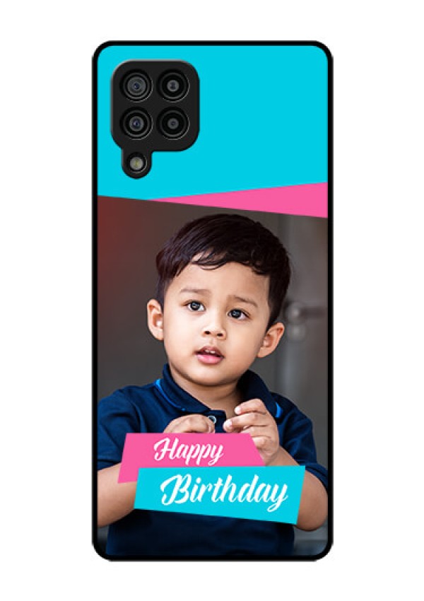 Galaxy F22 Personalized Glass Phone Case  - Image Holder with 2 Color Design