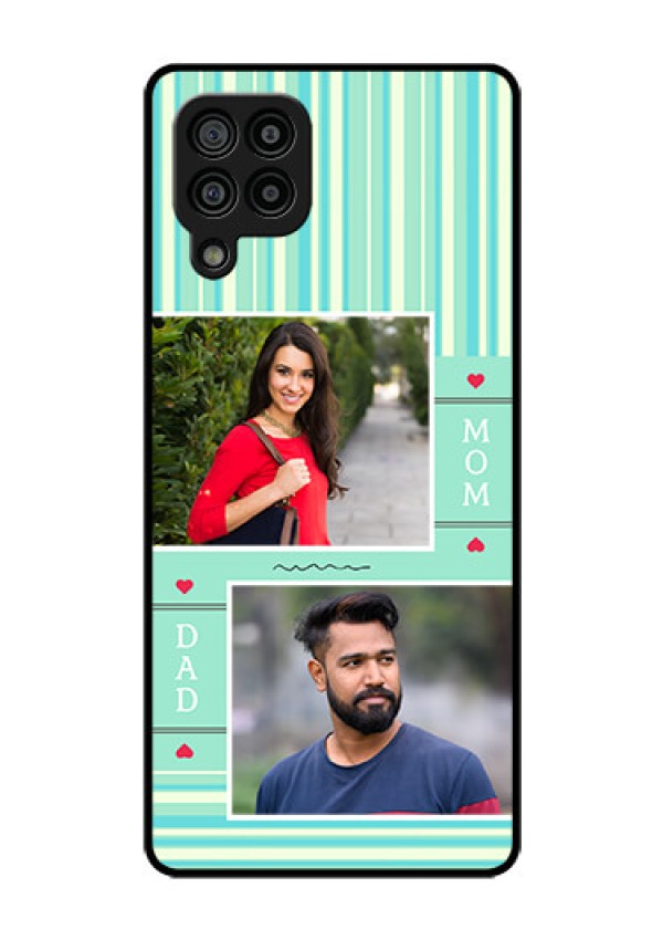 Galaxy F22 Custom Glass Phone Case  - Mom & Dad Pic Design