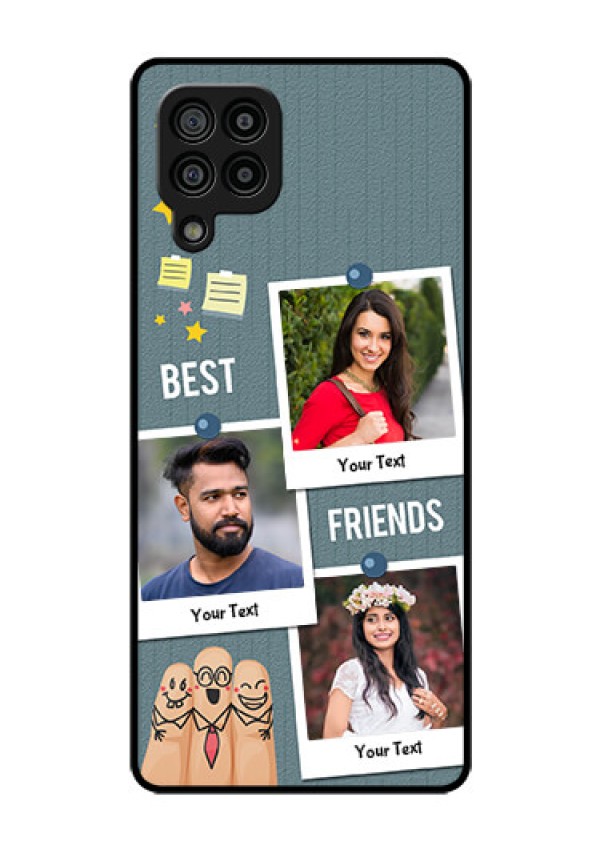 Galaxy F22 Personalized Glass Phone Case  - Sticky Frames and Friendship Design