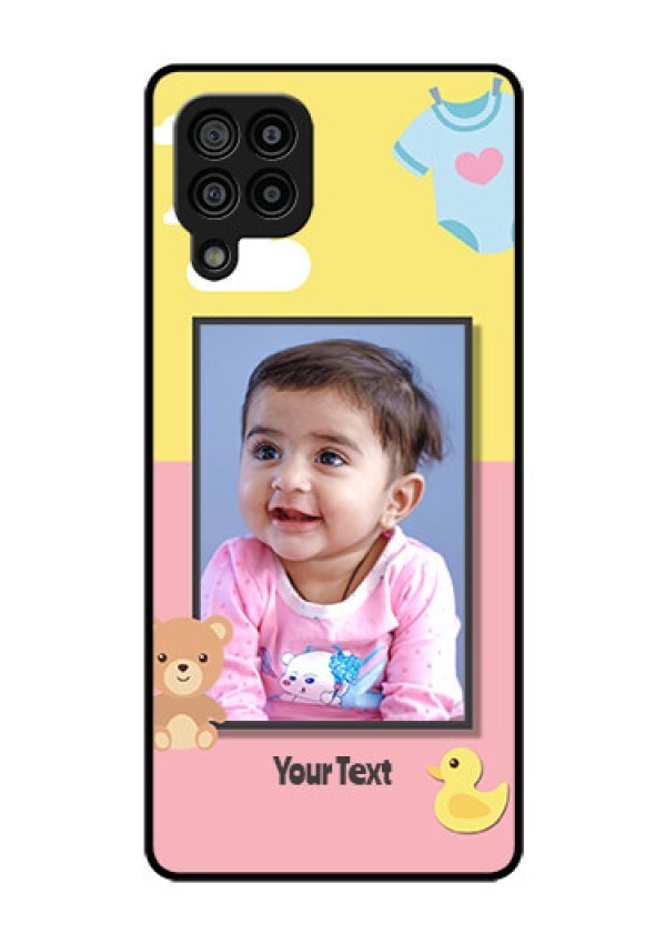 Galaxy F22 Photo Printing on Glass Case  - Kids 2 Color Design