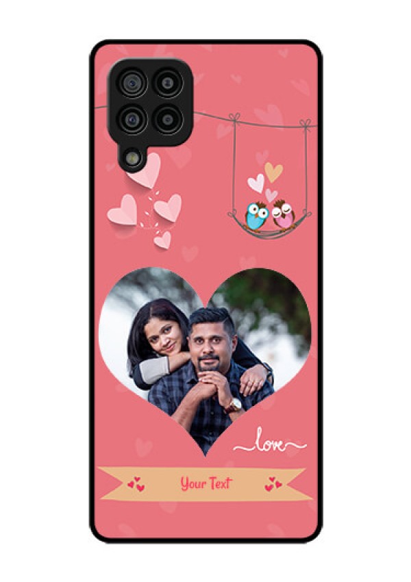 Galaxy F22 Personalized Glass Phone Case  - Peach Color Love Design 