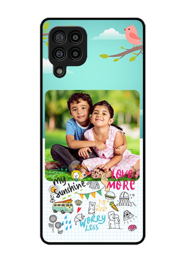 Galaxy F22 Photo Printing on Glass Case  - Doodle love Design