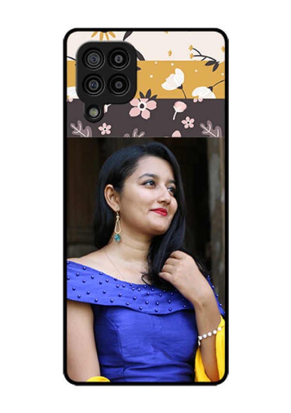 Galaxy F22 Custom Glass Phone Case  - Stylish Floral Design