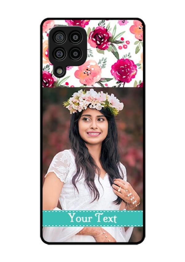 Galaxy F22 Custom Glass Phone Case  - Watercolor Floral Design
