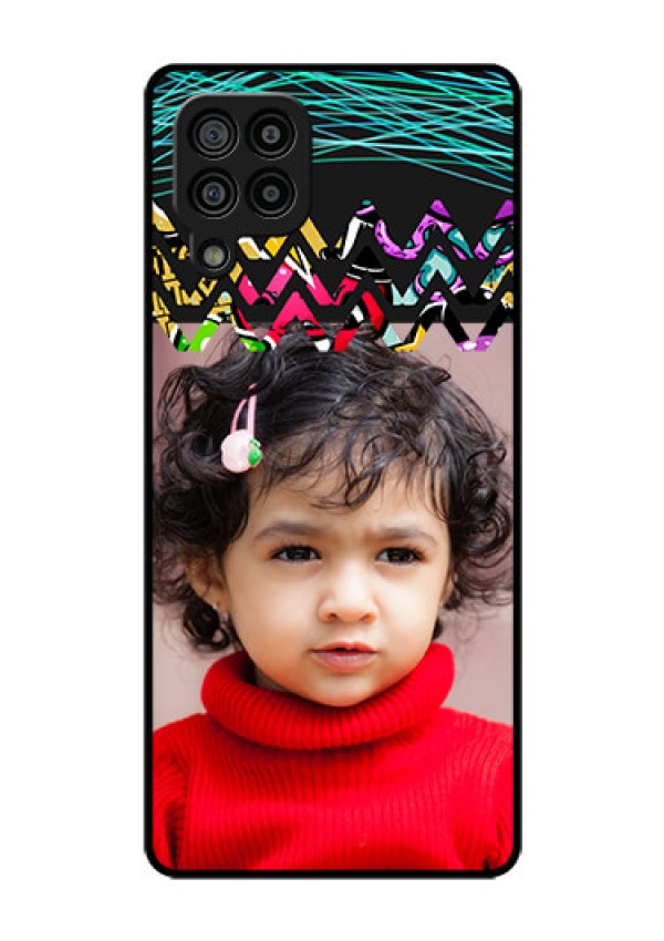 Galaxy F22 Personalized Glass Phone Case  - Neon Abstract Design
