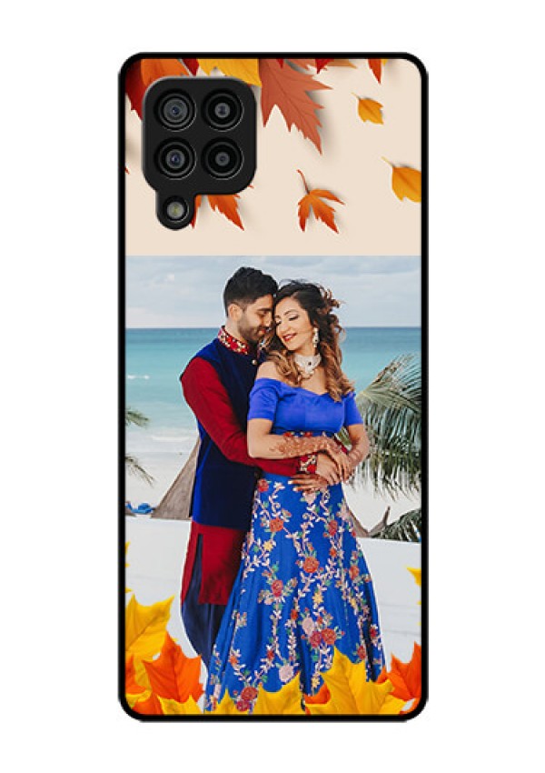 Galaxy F22 Photo Printing on Glass Case  - Autumn Maple Leaves Design