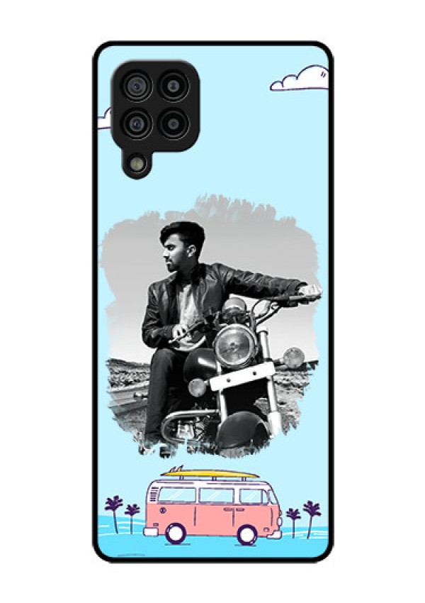 Galaxy F22 Photo Printing on Glass Case  - Travel & Adventure Design