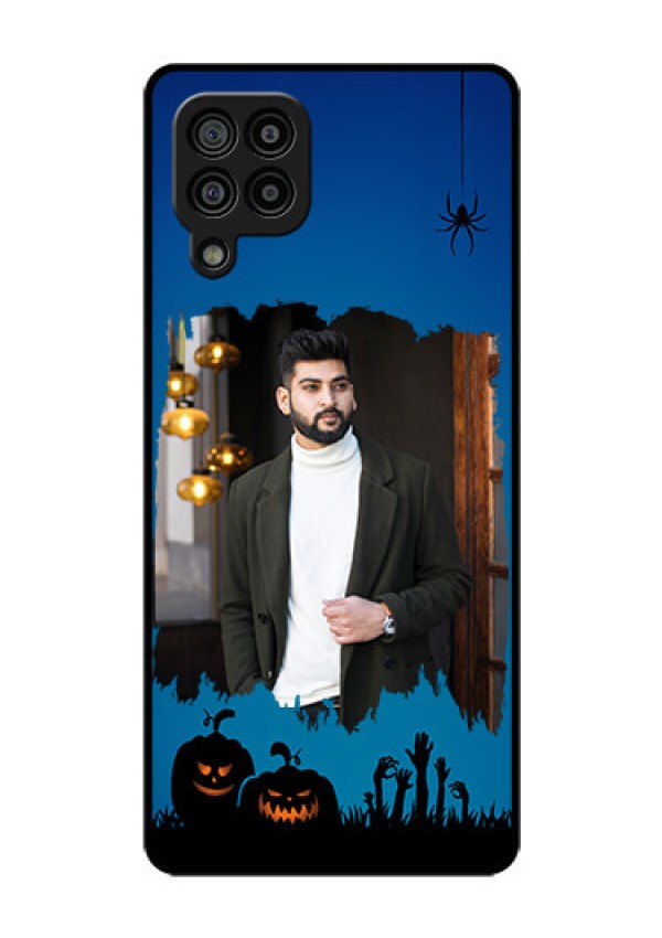 Galaxy F22 Photo Printing on Glass Case  - with pro Halloween design 