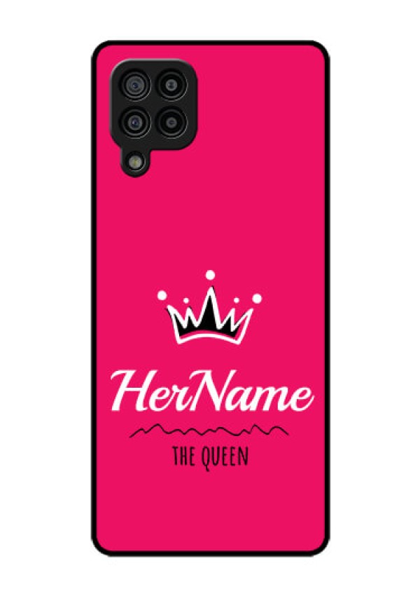 Galaxy F22 Glass Phone Case Queen with Name
