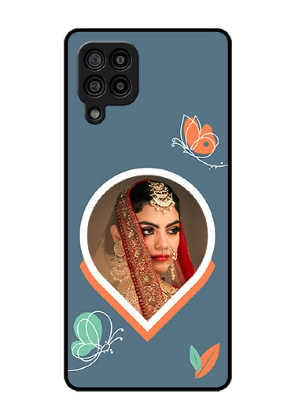 Galaxy F22 Custom Glass Mobile Case - Droplet Butterflies Design