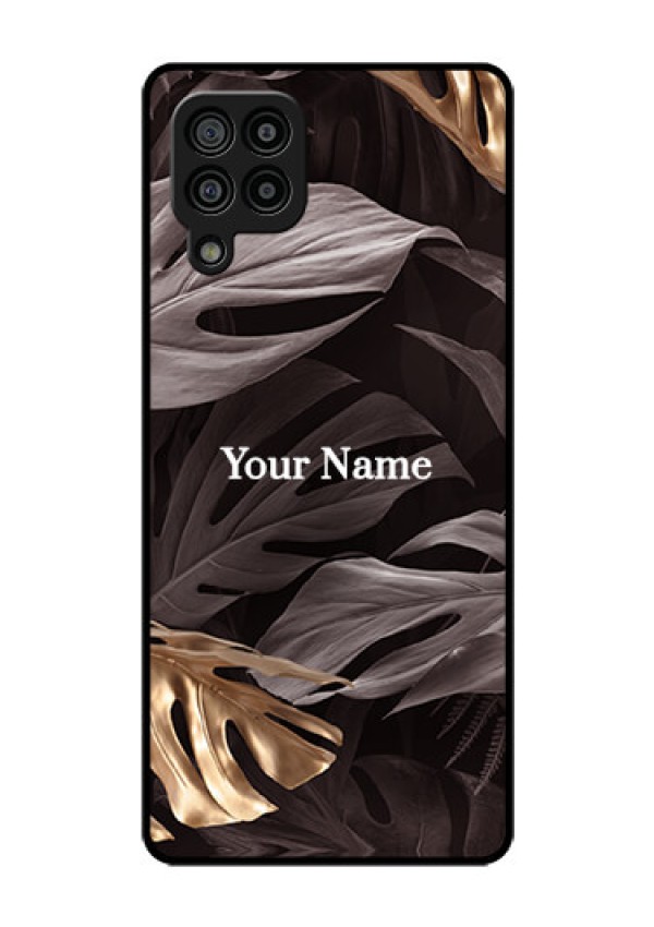Galaxy F22 Personalised Glass Phone Case - Wild Leaves digital paint Design