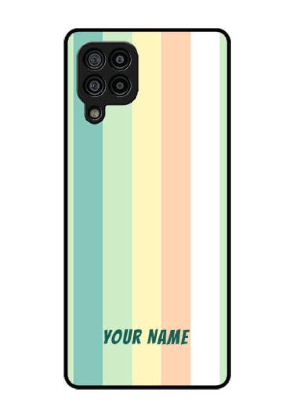 Galaxy F22 Photo Printing on Glass Case - Multi-colour Stripes Design