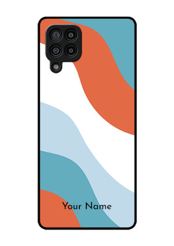 Galaxy F22 Custom Glass Mobile Case - coloured Waves Design