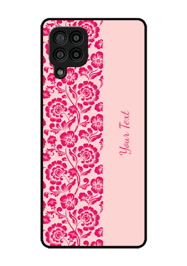 Galaxy F22 Custom Glass Phone Case - Attractive Floral Pattern Design