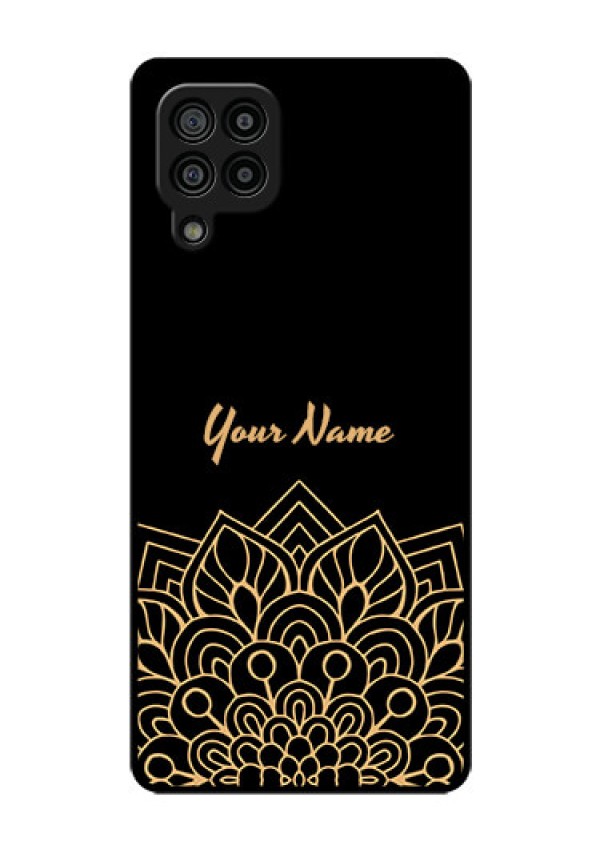 Galaxy F22 Custom Glass Phone Case - Golden mandala Design