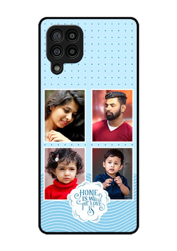 Galaxy F22 Custom Glass Phone Case - Cute love quote with 4 pic upload Design