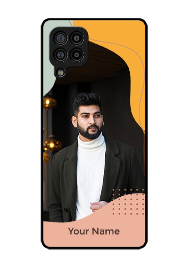 Galaxy F22 Personalized Glass Phone Case - Tri-coloured overlay design