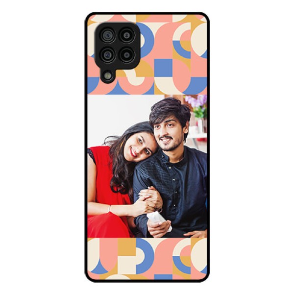 Galaxy F22 Photo Printing on Glass Case - Semi-circle Maze Pattern Design