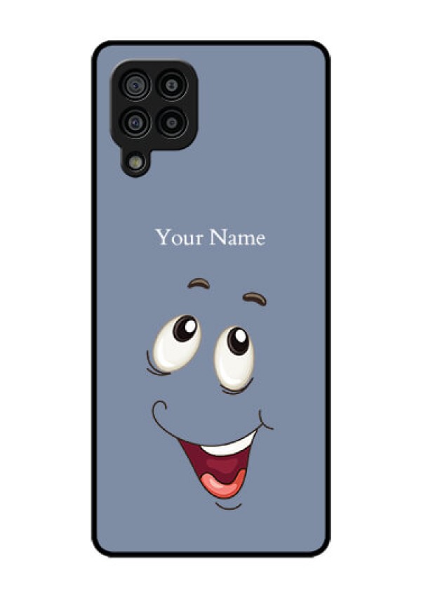Galaxy F22 Photo Printing on Glass Case - Laughing Cartoon Face Design