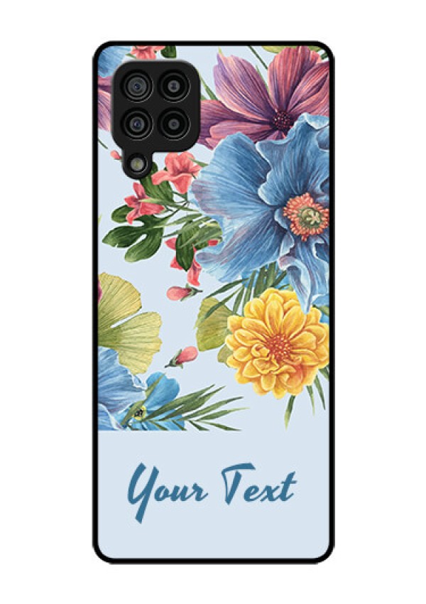 Galaxy F22 Custom Glass Mobile Case - Stunning Watercolored Flowers Painting Design