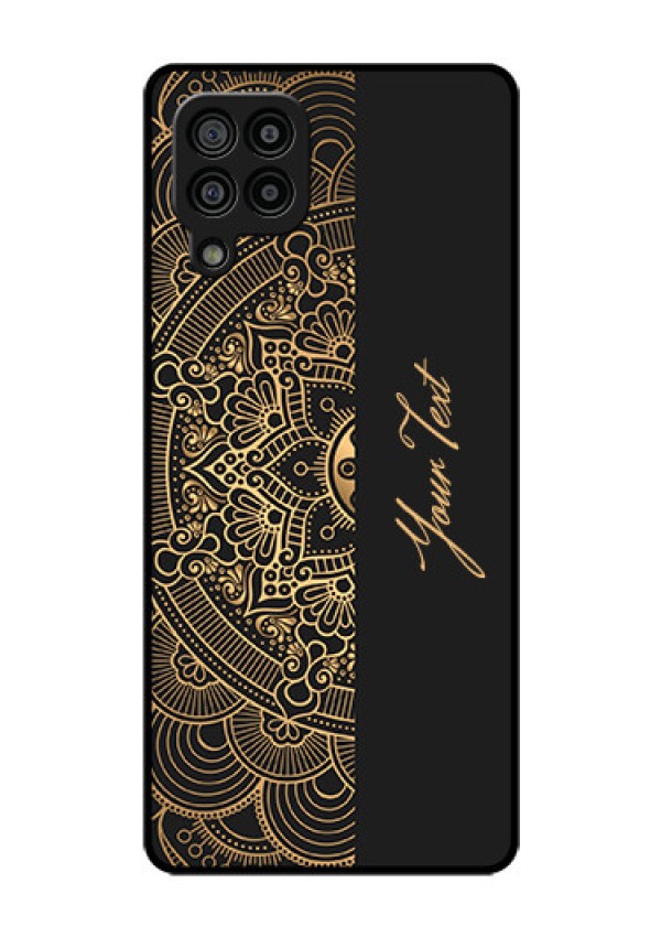 Galaxy F22 Photo Printing on Glass Case - Mandala art with custom text Design