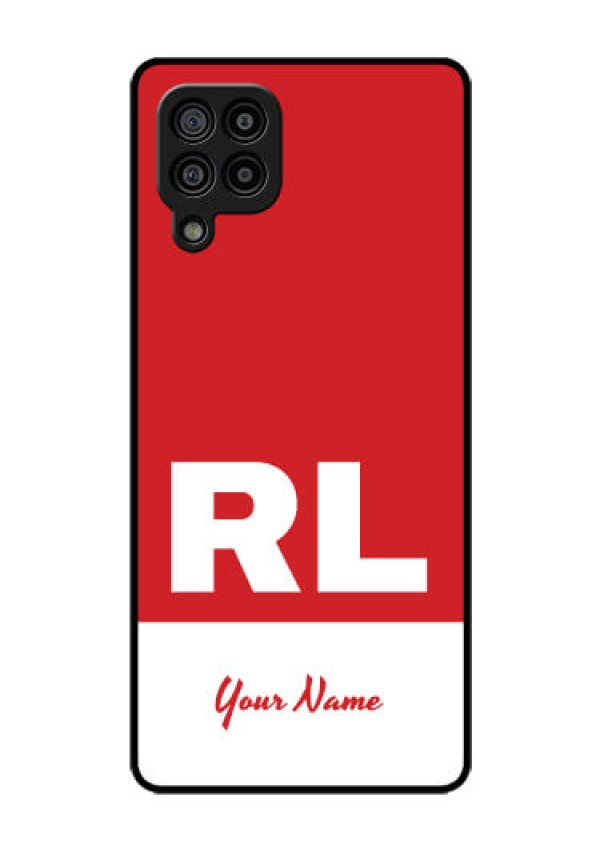 Galaxy F22 Personalized Glass Phone Case - dual tone custom text Design