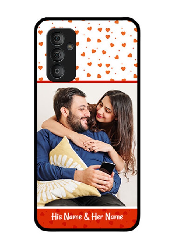 Galaxy F23 5G Custom Glass Phone Case - Orange Love Symbol Design