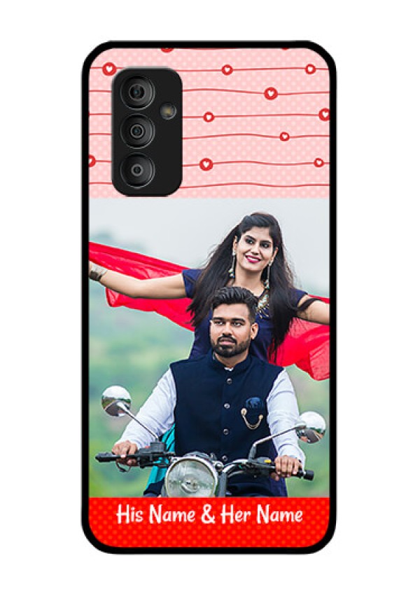 Galaxy F23 5G Personalized Glass Phone Case - Red Pattern Case Design