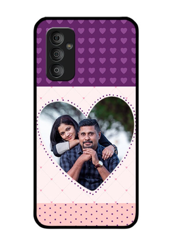 Galaxy F23 5G Custom Glass Phone Case - Violet Love Dots Design