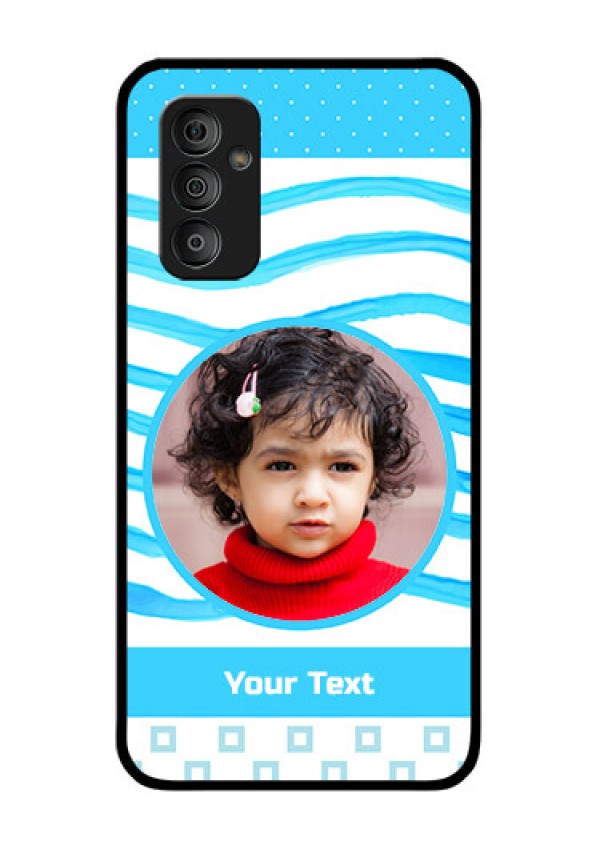 Galaxy F23 5G Custom Glass Phone Case - Simple Blue Case Design