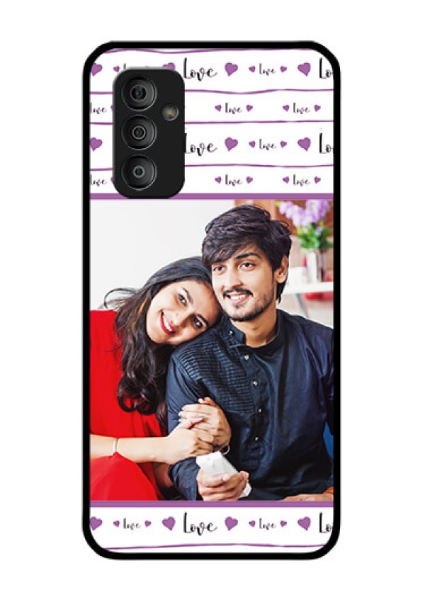 Galaxy F23 5G Custom Glass Mobile Case - Couples Heart Design