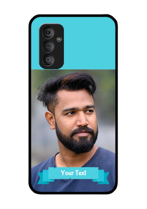 Galaxy F23 5G Personalized Glass Phone Case - Simple Blue Color Design