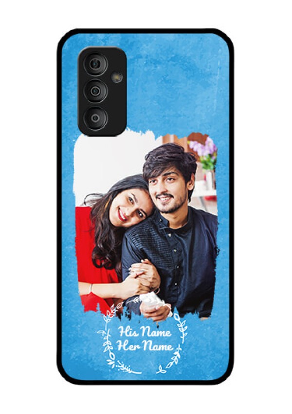 Galaxy F23 Custom Glass Phone Case - Blue Color Vintage Design