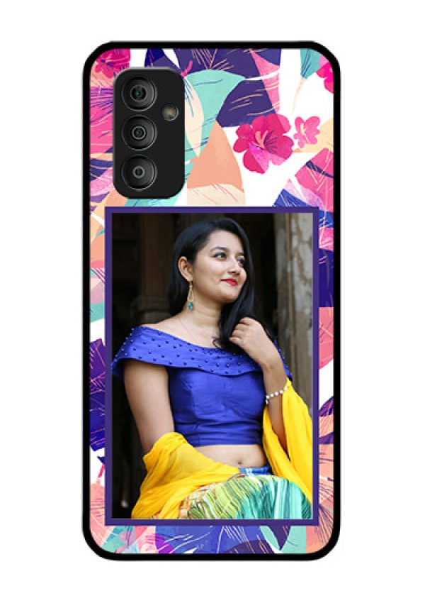 Galaxy F23 5G Custom Glass Mobile Case - Abstract Floral Design