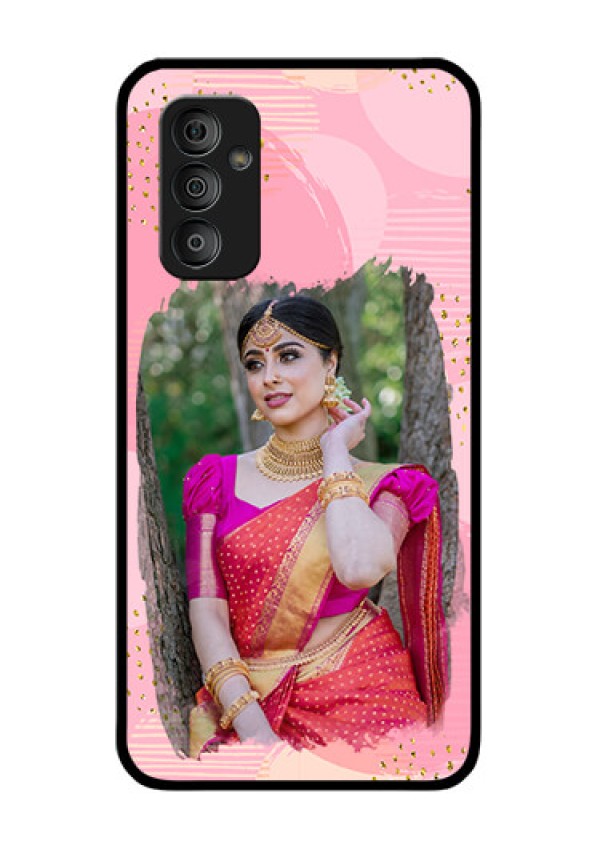 Galaxy F23 5G Personalized Glass Phone Case - Gold Glitter Splash Design