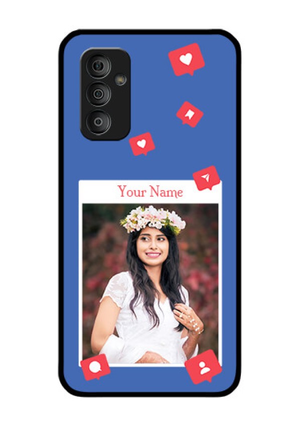 Galaxy F23 Custom Glass Phone Case - Like Share And Comment Design